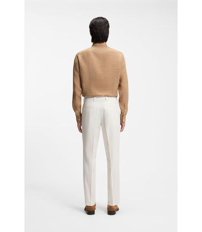 Boss Easy Iron Tapered Fit Trousers In Stretch Cotton Poplin White