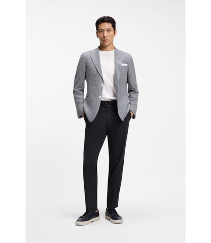 Boss Easy Iron Tapered Fit Trousers In Stretch Cotton Poplin Dark Blue