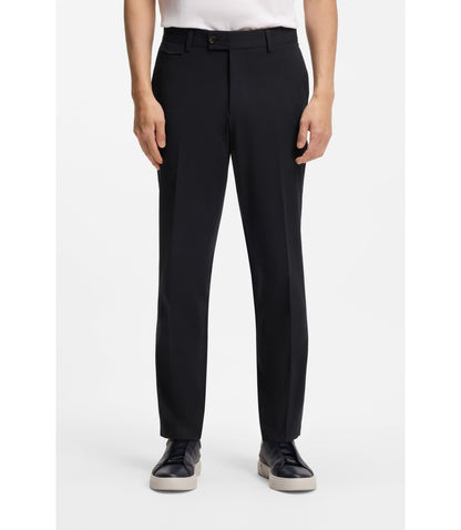 Boss Easy Iron Tapered Fit Trousers In Stretch Cotton Poplin Dark Blue