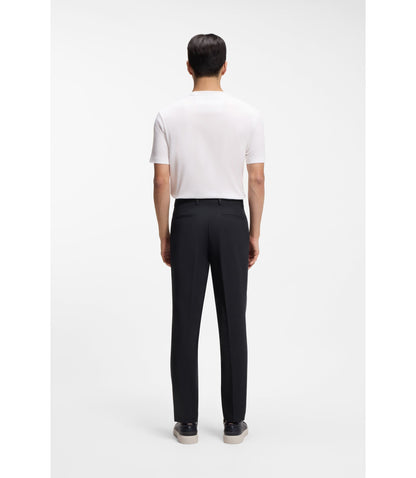 Boss Easy Iron Tapered Fit Trousers In Stretch Cotton Poplin Dark Blue