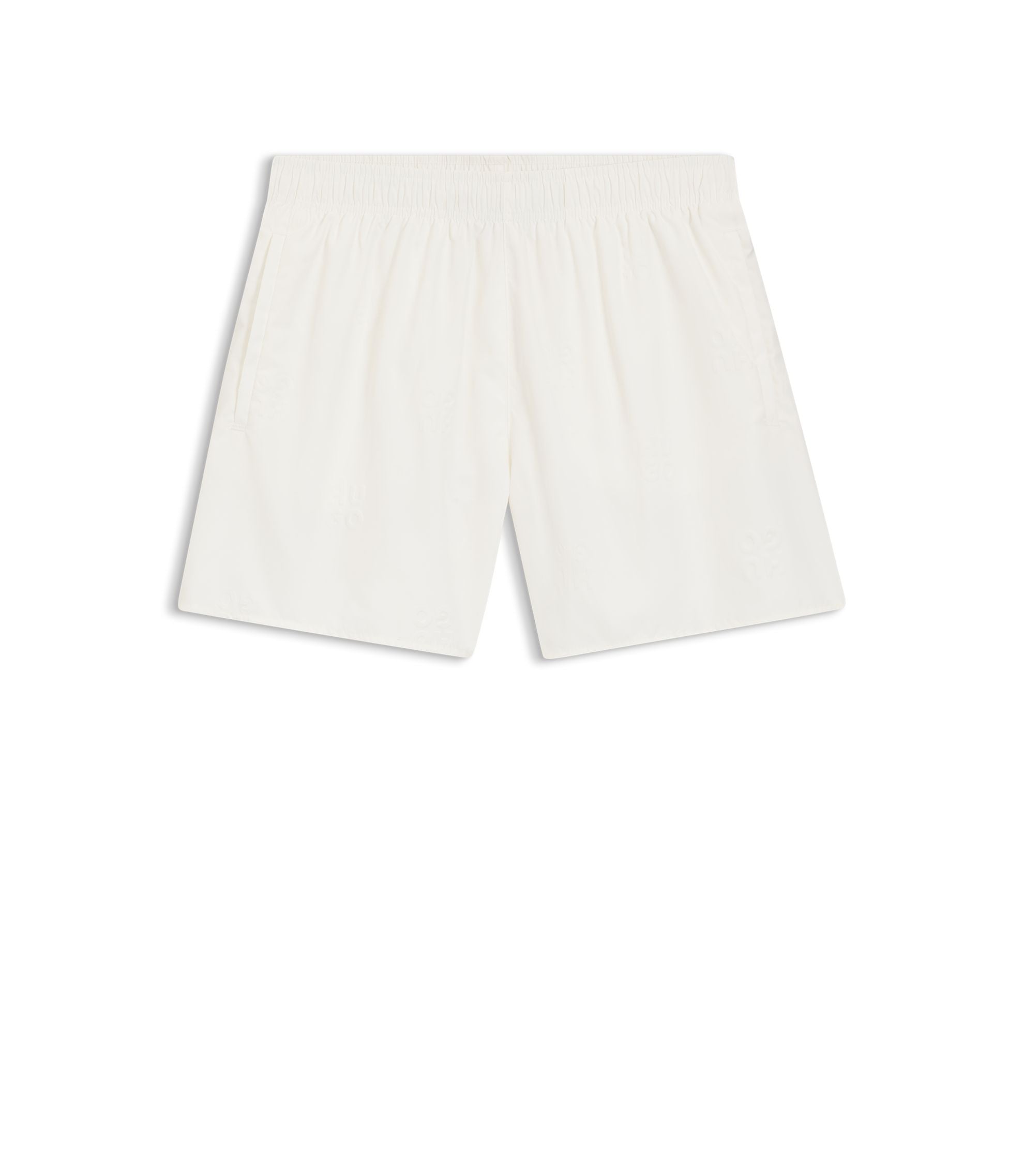 Hugo Swim Shorts With All Over Stacked Logos Light Beige