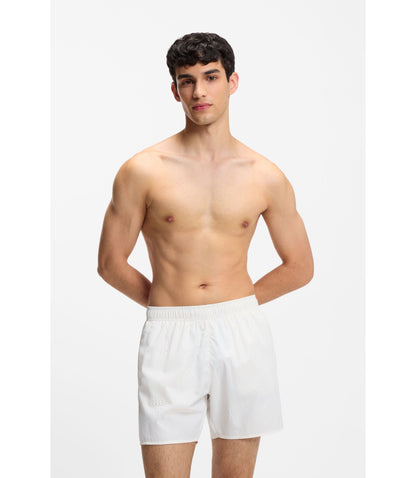 Hugo Swim Shorts With All Over Stacked Logos Light Beige