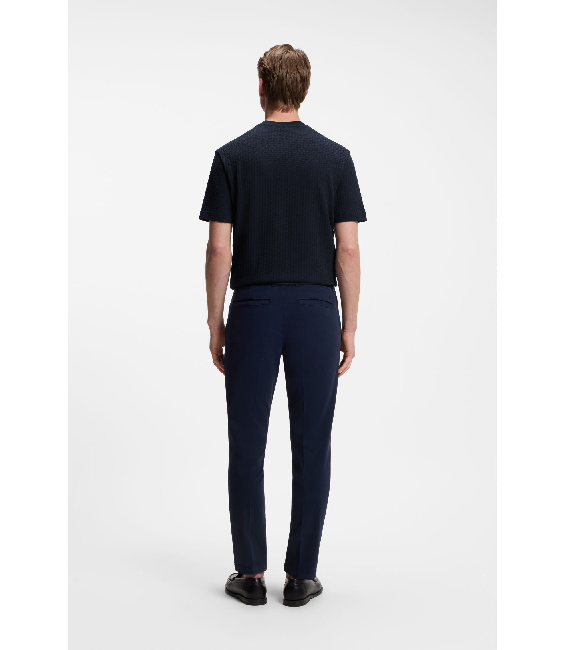 Boss Jacquard Pattern T Shirt In Cotton Dark Blue