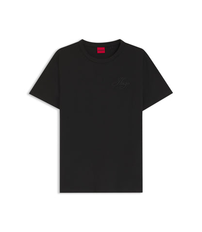 Hugo Embroidered Logo T Shirt In Cotton Jersey Black Women's