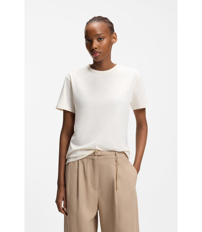 Hugo Embroidered Logo T Shirt In Cotton Jersey White Women's