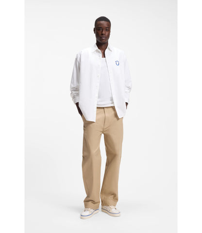 Hugo Oversize Fit Shirt In Oxford Cotton With Logo Embroidery White