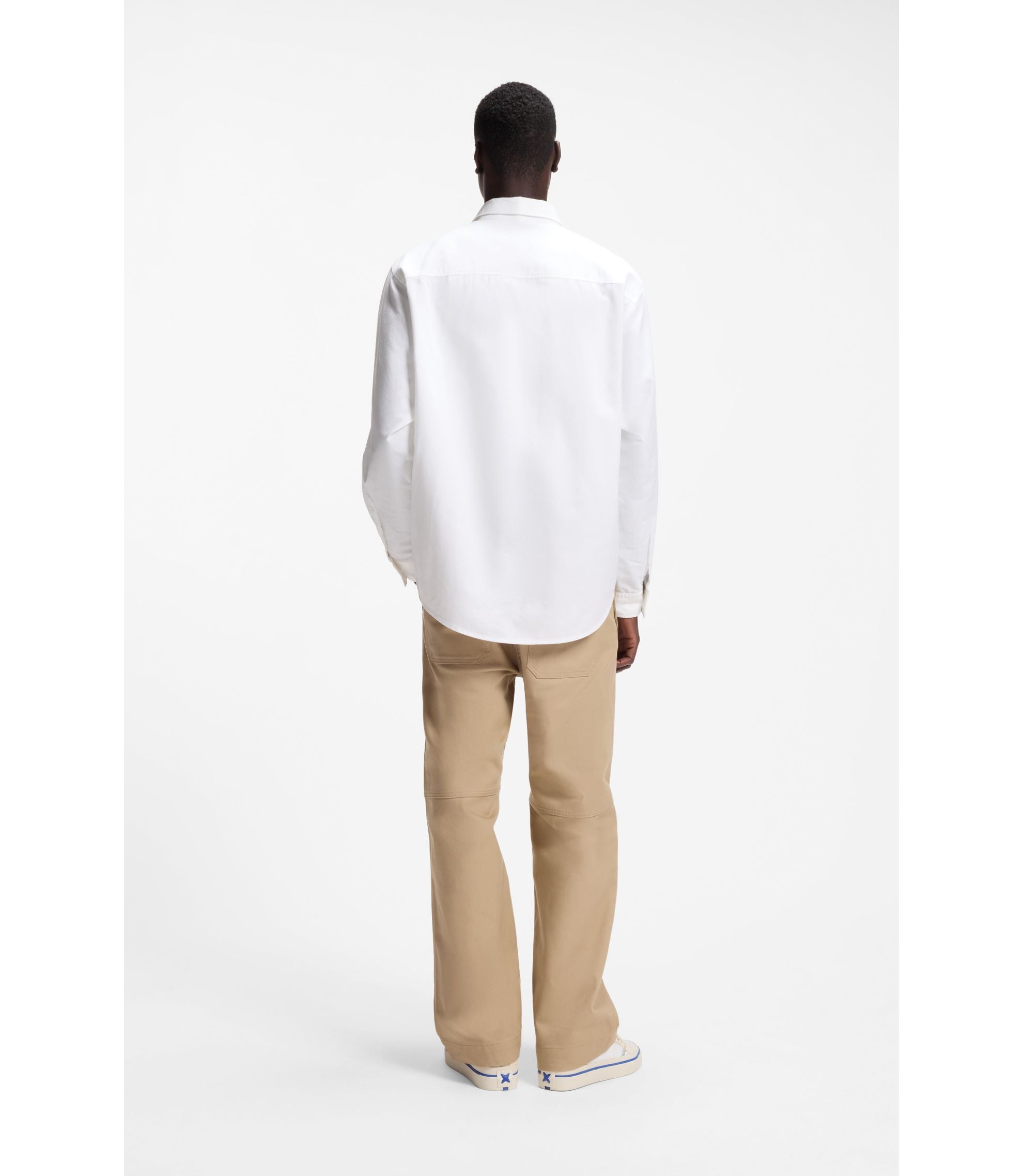 Hugo Oversize Fit Shirt In Oxford Cotton With Logo Embroidery White