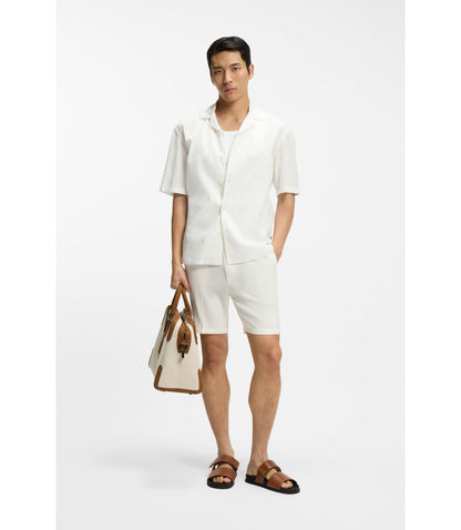 Boss Relaxed Fit Shirt In Floral Embroidered Cotton White