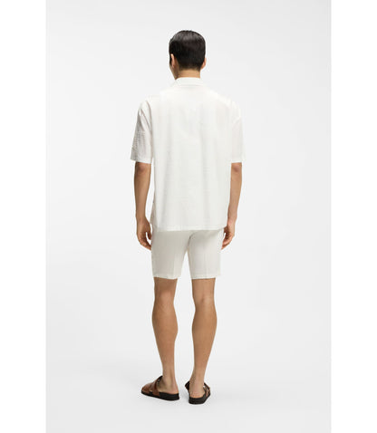 Boss Relaxed Fit Shirt In Floral Embroidered Cotton White