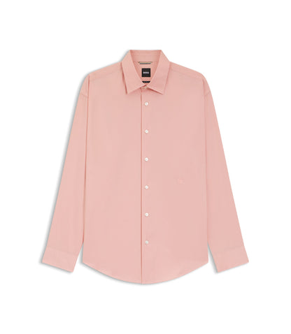 Boss Relaxed Fit Shirt In Cotton Poplin Light Pink