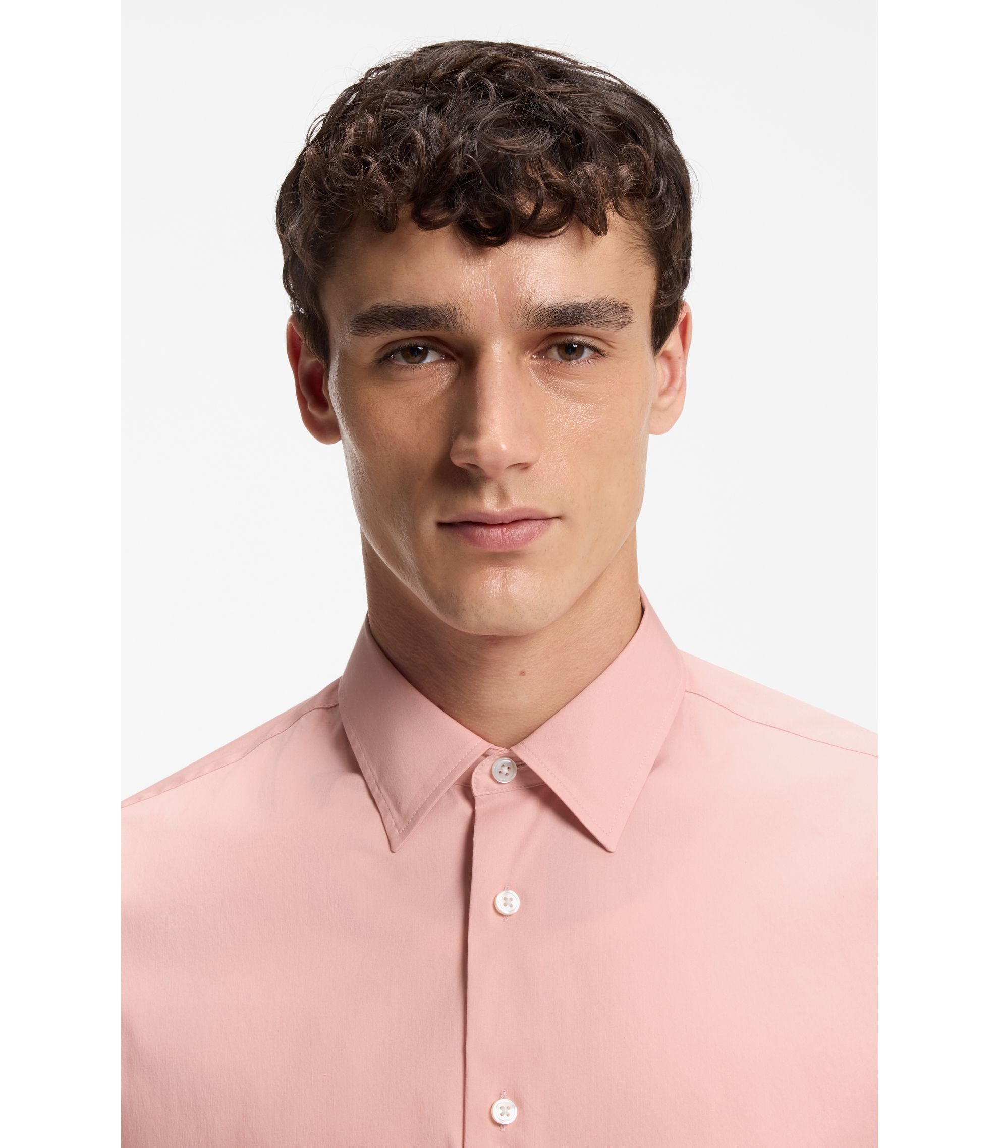Boss Relaxed Fit Shirt In Cotton Poplin Light Pink