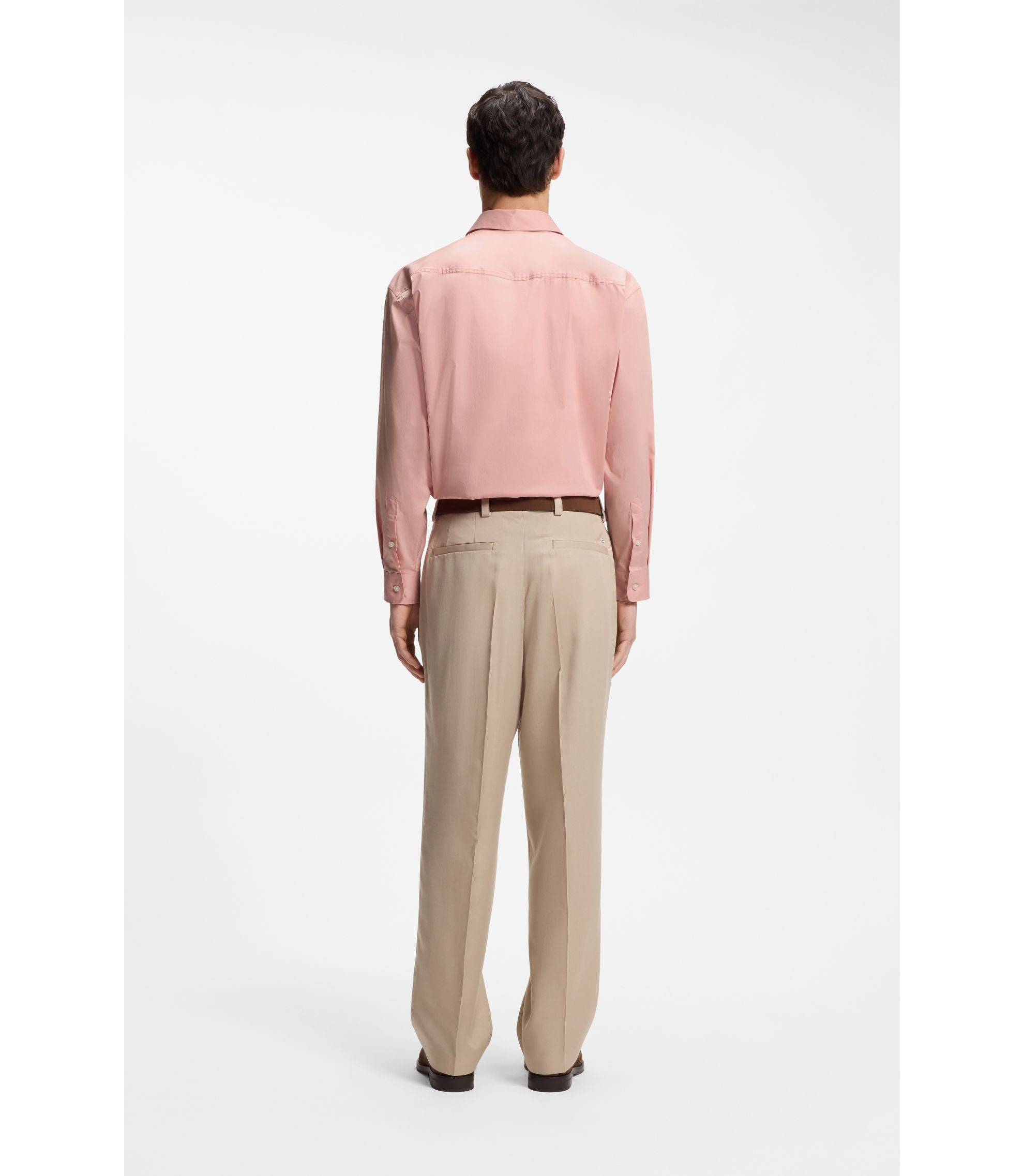 Boss Relaxed Fit Shirt In Cotton Poplin Light Pink