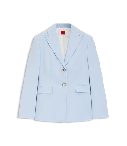 Hugo Regular Fit Blazer With Gold Tone Buttons Light Blue Women's