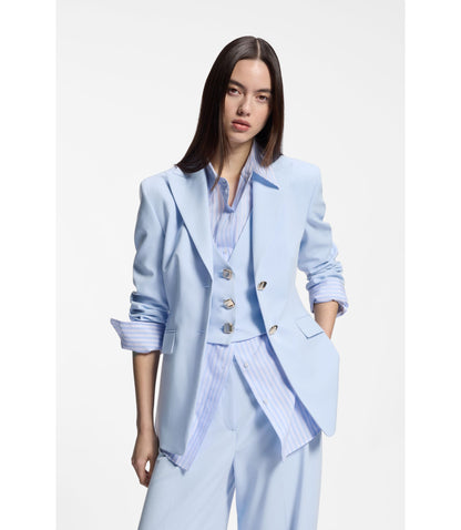 Hugo Regular Fit Blazer With Gold Tone Buttons Light Blue Women's