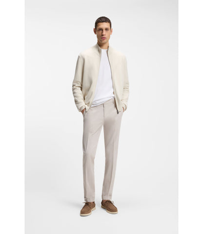 Boss Washable Slim Fit Trousers In Stretch Cotton Light Grey