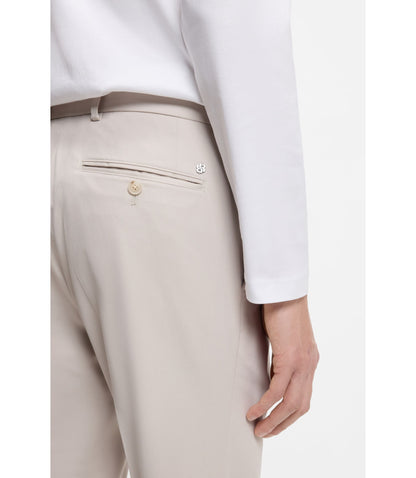 Boss Washable Slim Fit Trousers In Stretch Cotton Light Grey