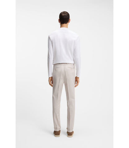 Boss Washable Slim Fit Trousers In Stretch Cotton Light Grey