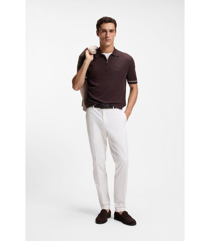 Boss Washable Slim Fit Trousers In Stretch Cotton White