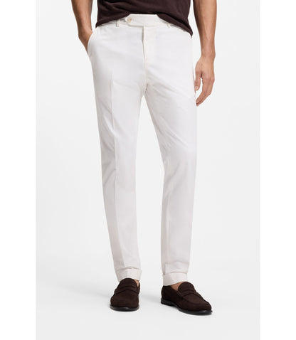 Boss Washable Slim Fit Trousers In Stretch Cotton White