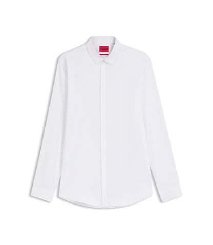 Hugo Slim Fit Shirt In Stretch Cotton White