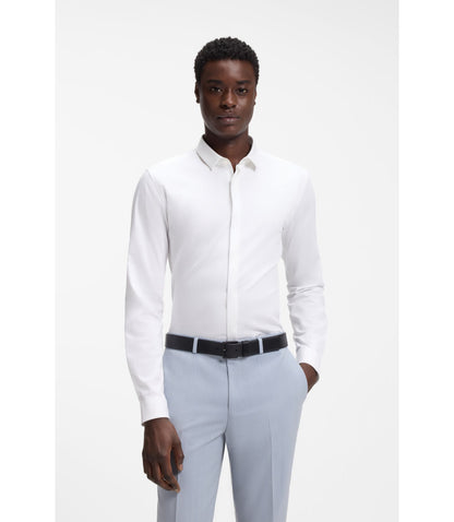 Hugo Slim Fit Shirt In Stretch Cotton White