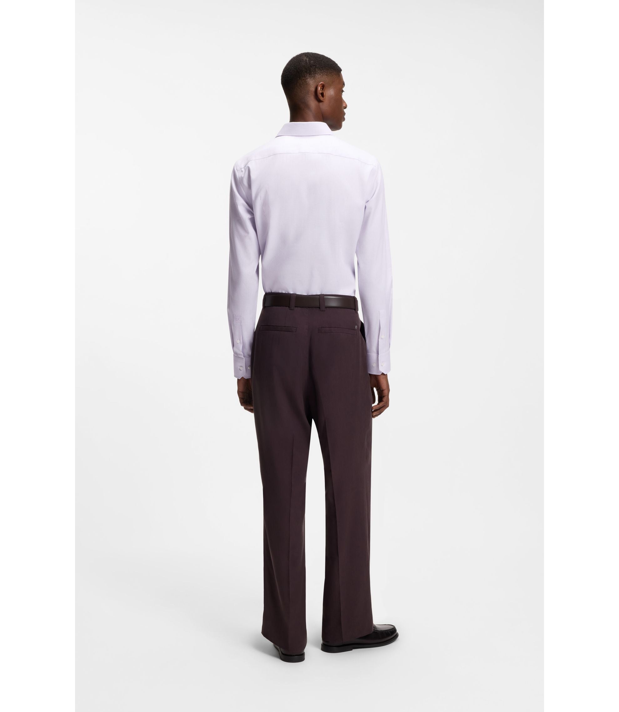 Boss Slim Fit Shirt In A Structured Cotton Blend Light Purple