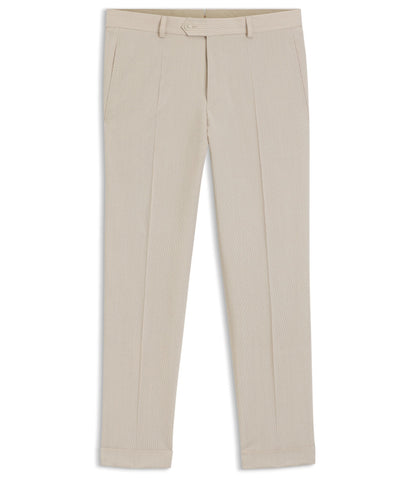 Boss Tapered Fit Trousers In Wool Blend Seersucker Beige