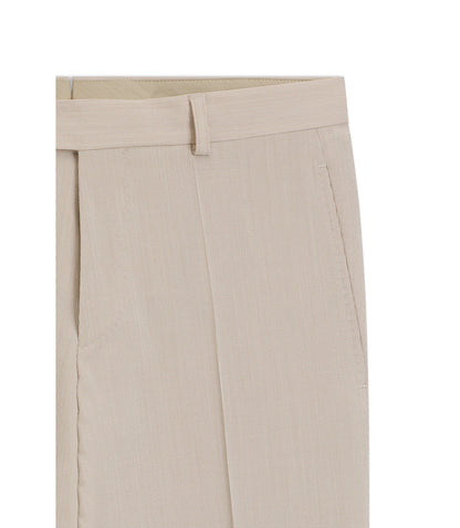 Boss Tapered Fit Trousers In Wool Blend Seersucker Beige