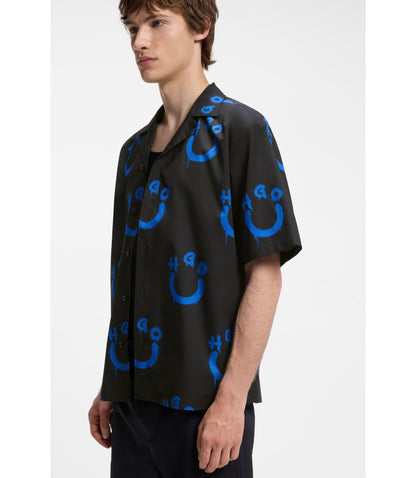 Hugo Relaxed Fit Shirt With Logo Print Black