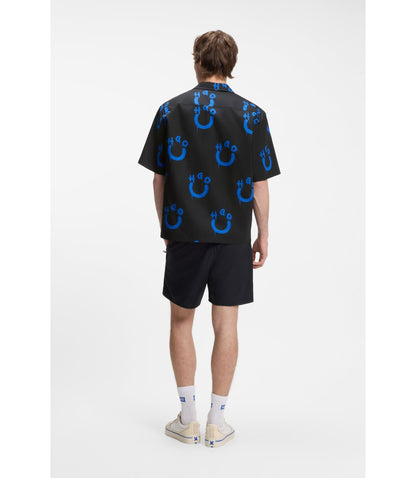 Hugo Relaxed Fit Shirt With Logo Print Black