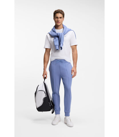 Boss Embroidered Artwork T Shirt In Cotton Mesh White