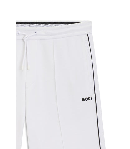 Boss Piped Trim Shorts In A Cotton Blend White