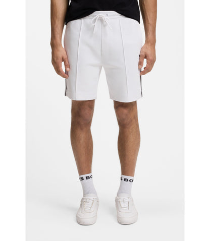 Boss Piped Trim Shorts In A Cotton Blend White