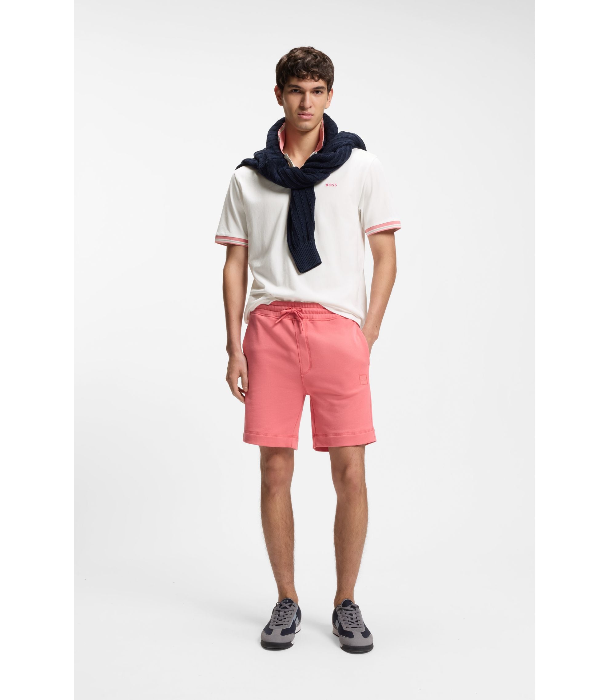 Boss Cotton Jersey Polo Shirt With Stripe Trims White