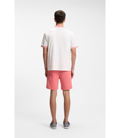 Boss Cotton Jersey Polo Shirt With Stripe Trims White