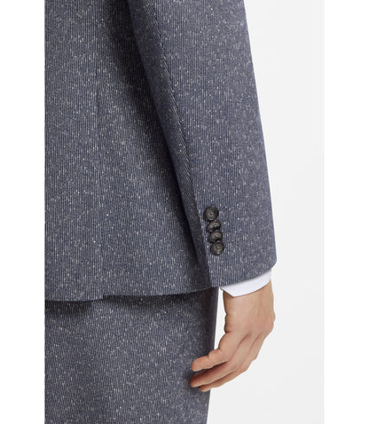 Boss Two Piece Regular Fit Suit In Stretch Boucl Dark Blue
