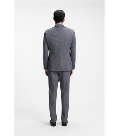 Boss Two Piece Regular Fit Suit In Stretch Boucl Dark Blue