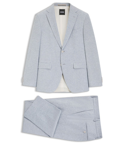 Boss Two Piece Regular Fit Suit In Stretch Boucl Light Blue