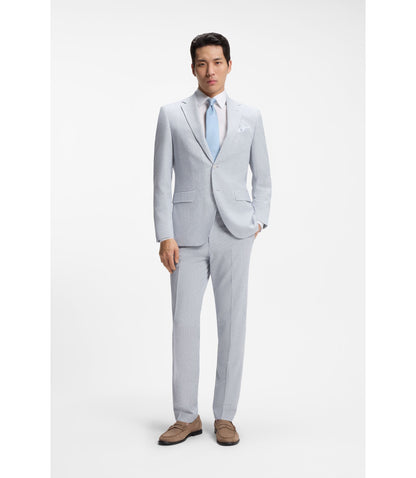 Boss Two Piece Regular Fit Suit In Stretch Boucl Light Blue