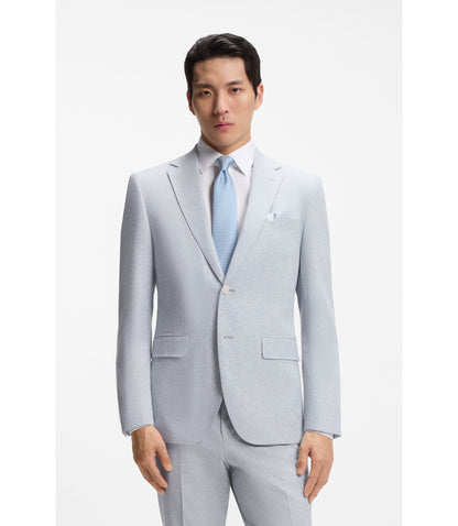 Boss Two Piece Regular Fit Suit In Stretch Boucl Light Blue