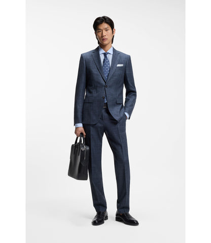 Boss Two Piece Slim Fit Suit In Wool Silk And Linen Light Blue