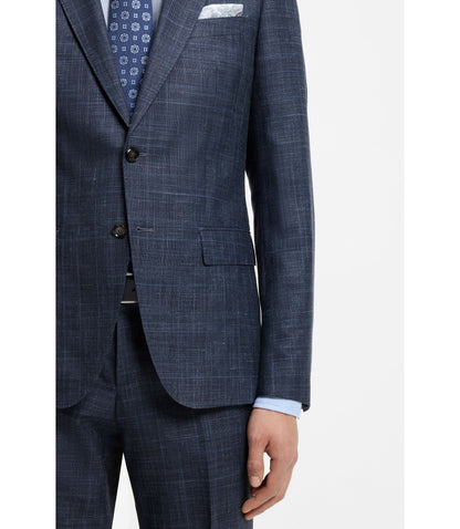 Boss Two Piece Slim Fit Suit In Wool Silk And Linen Light Blue