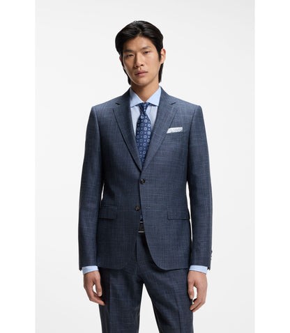 Boss Two Piece Slim Fit Suit In Wool Silk And Linen Light Blue