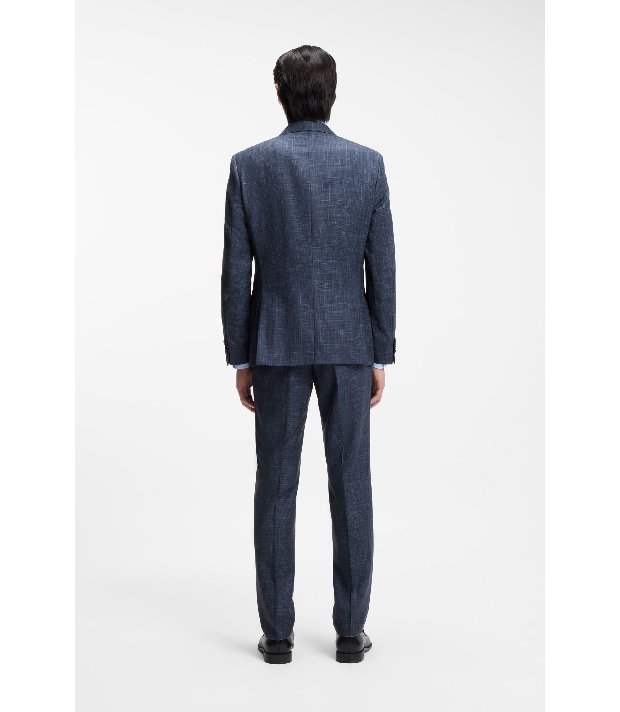 Boss Two Piece Slim Fit Suit In Wool Silk And Linen Light Blue