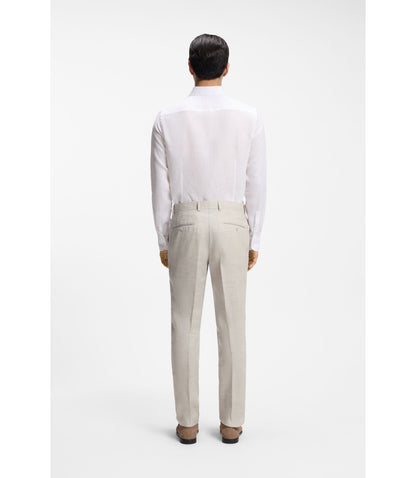 Boss Two Piece Slim Fit Suit In Striped Linen And Wool Light Grey