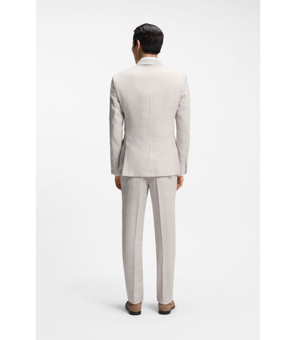Boss Two Piece Slim Fit Suit In Striped Linen And Wool Light Grey