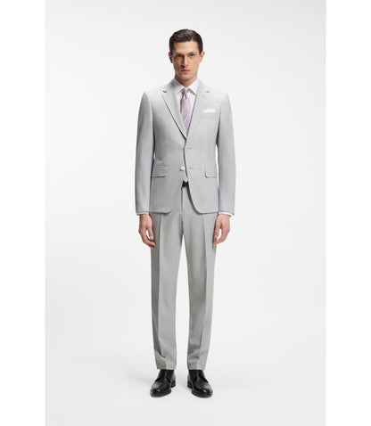 Boss Two Piece Slim Fit Suit In Micro Patterned Cloth Light Grey