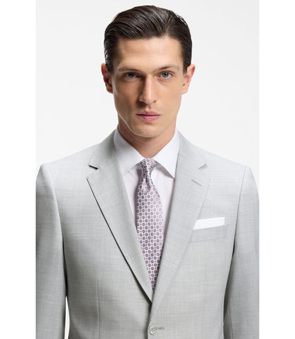 Boss Two Piece Slim Fit Suit In Micro Patterned Cloth Light Grey