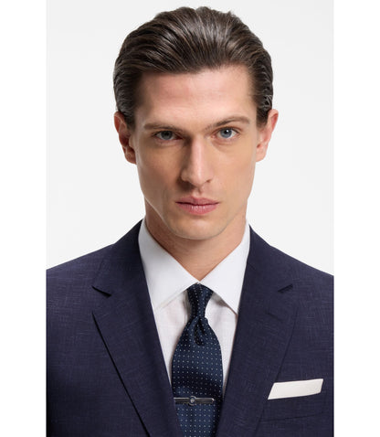 Boss Two Piece Slim Fit Suit In Micro Patterned Cloth Dark Blue