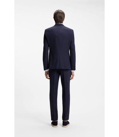 Boss Two Piece Slim Fit Suit In Micro Patterned Cloth Dark Blue